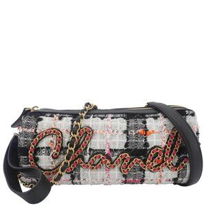 Chanel  Tweed Calfskin Signe Bowling Shoulder Bag Multicolor